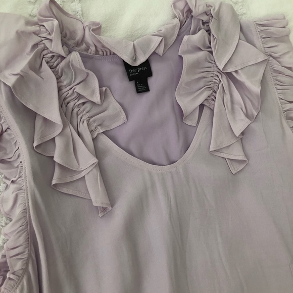 🛍️ 2/$15 NWT Free Press Ruffle Flounce Collar Lilac Summer Shift Dress Sz M - Picture 6 of 8